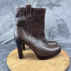 Fortress Of Inca Boots Womens Size 8.5 Brown Leather Ankle High Heel Zip Peru